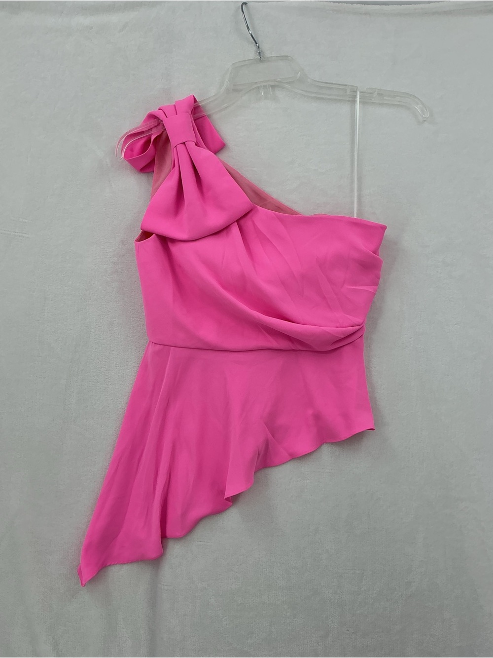 Amanda Uprichard Hot Pink One-Shoulder Top with Bow Detail 1018 - Picture 2 of 5